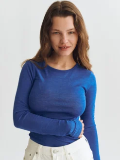 Bluse i merinould/silke til kvinder
