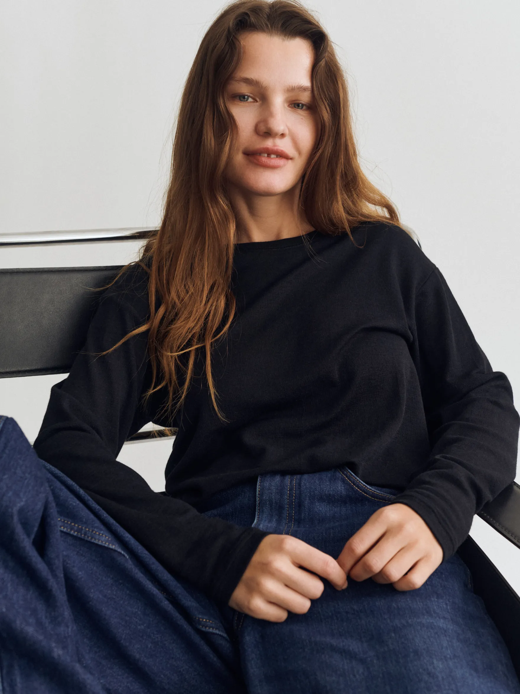 Bluse i merinould/silke til kvinder