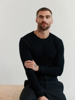 Bluse i merinould til mænd