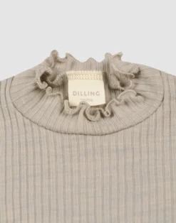Bluse med bølgekanter i merinould til børn