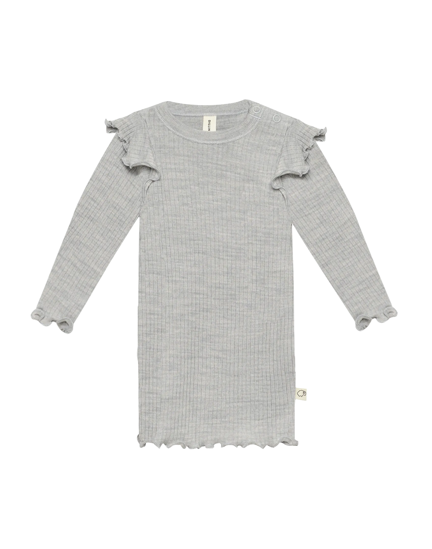 Bluse med flæser i merinould til baby