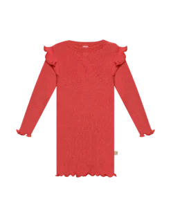 Bluse med flæser i merinould til baby