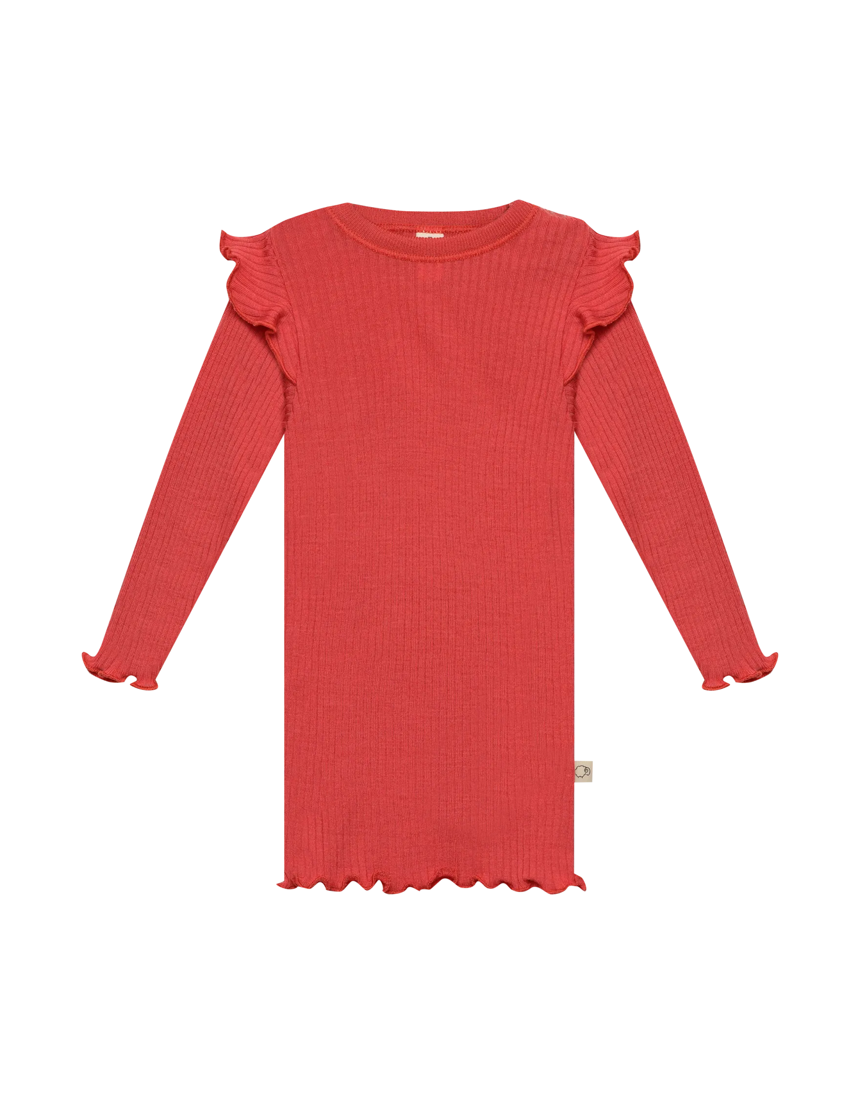 Bluse med flæser i merinould til baby