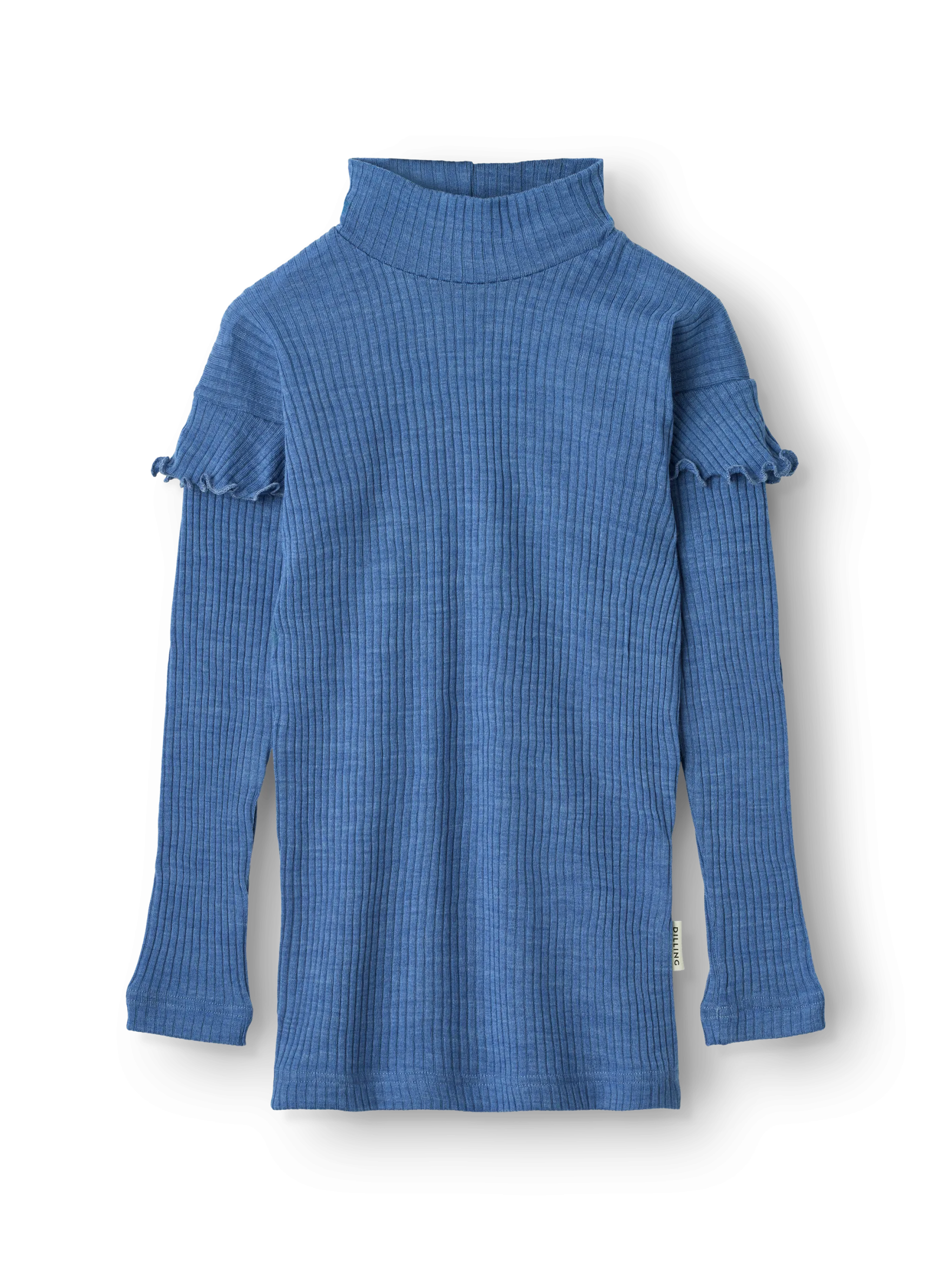 Bluse med flæser i merinould til børn