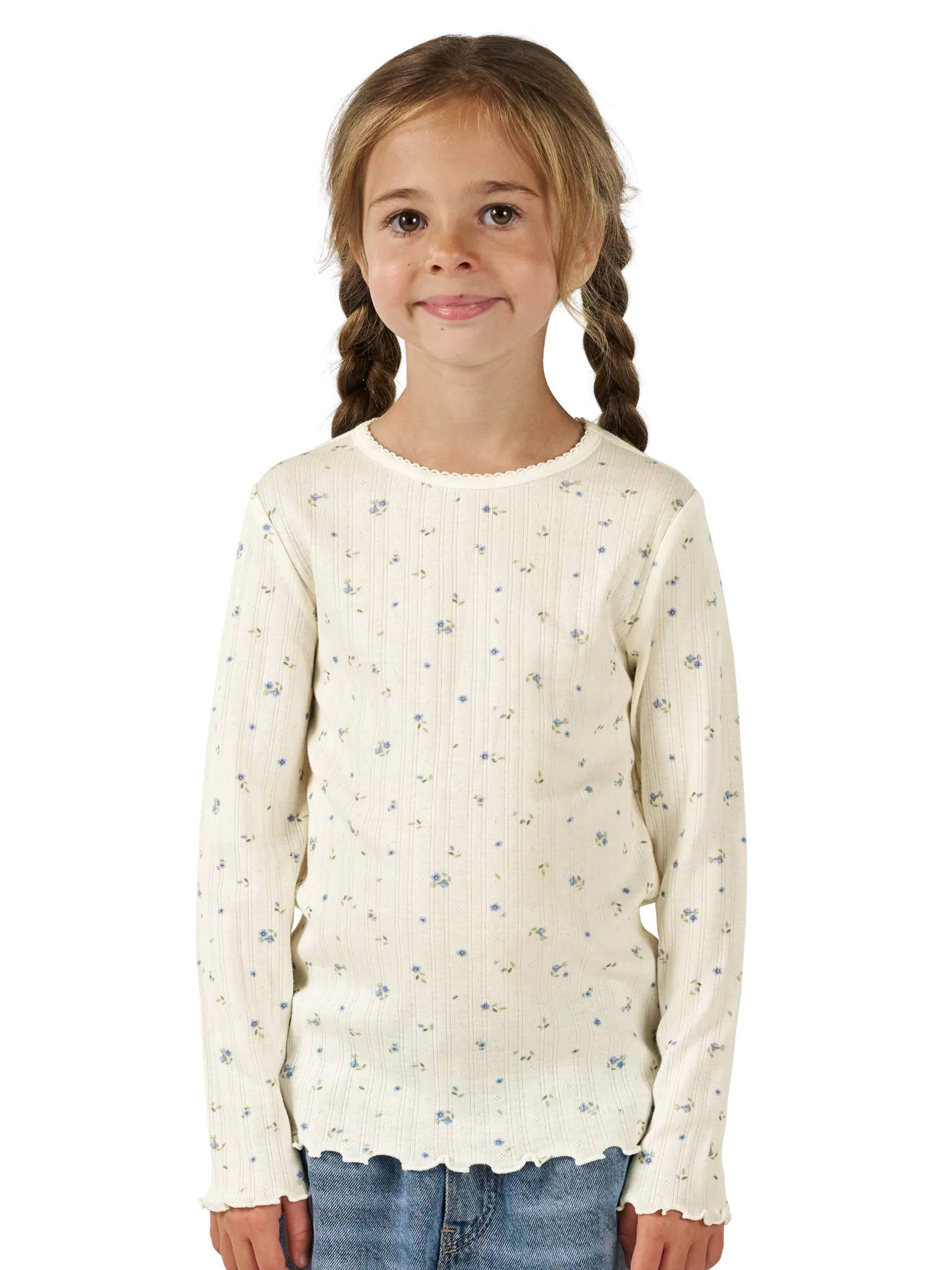 Bluse med hulmønster i bomuld