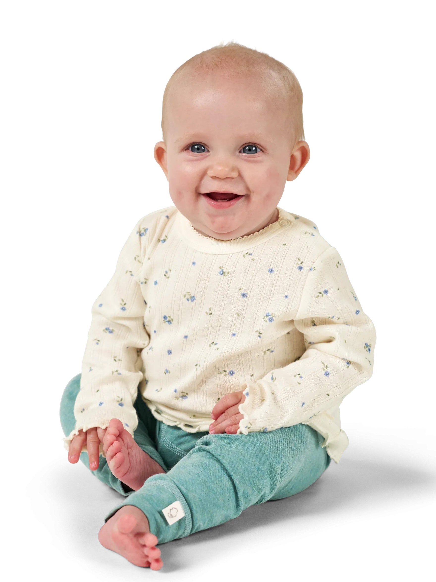 Bluse med hulmønster i bomuld til baby