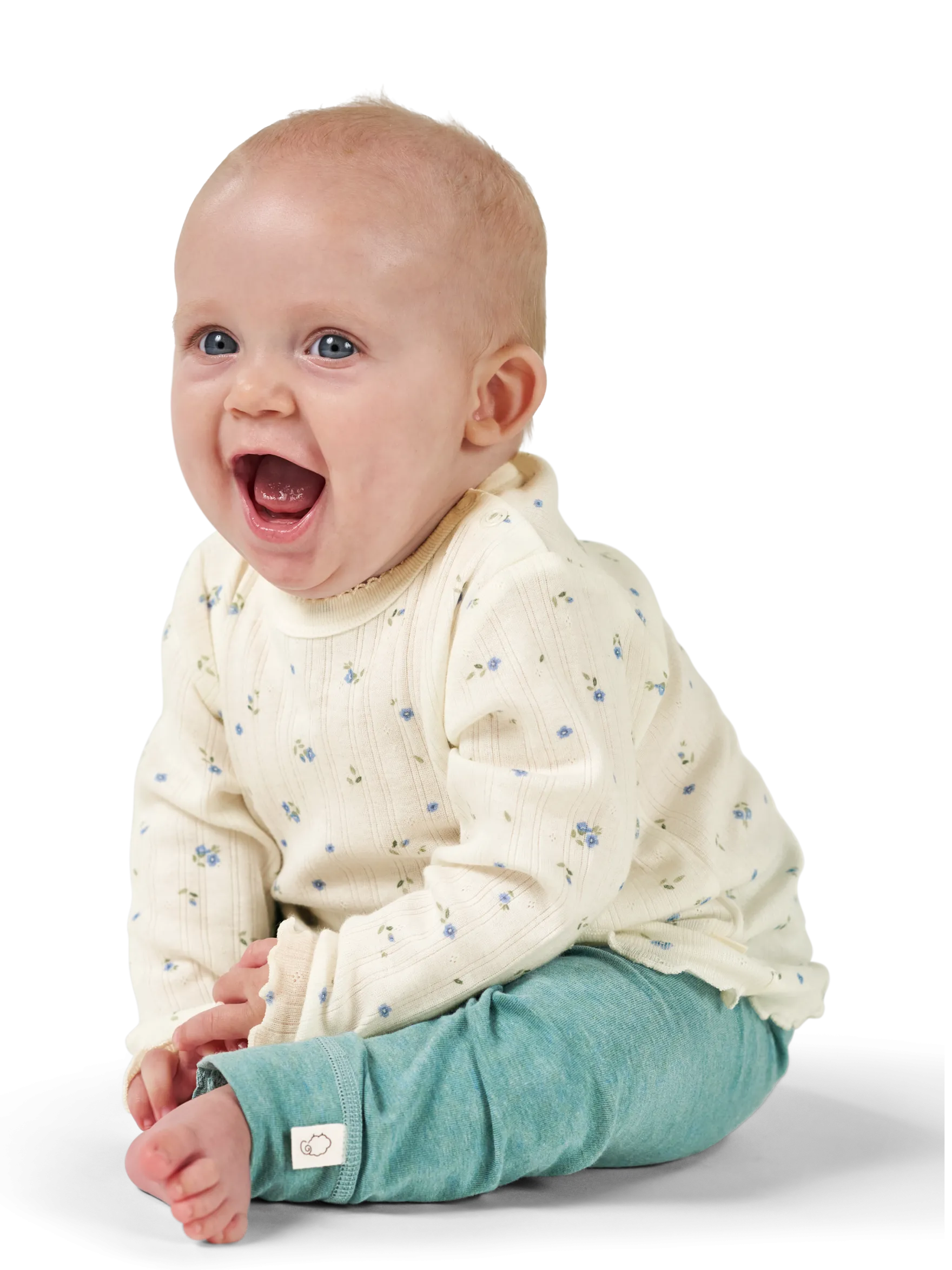 Bluse med hulmønster i bomuld til baby