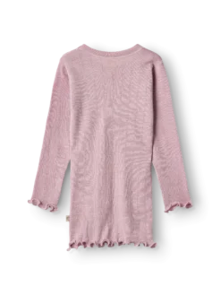 Bluse med hulmønster i merinould/silke til baby