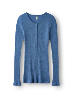 Bluse med knapper i merinould til kvinder