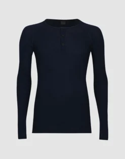 Bluse med knapper i merinould til mænd
