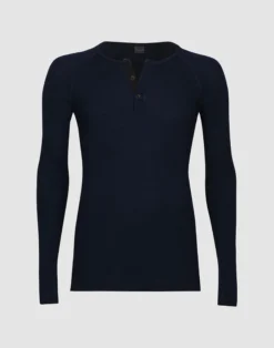 Bluse med knapper i merinould til mænd