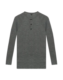 Bluse med knapper i merinould til mænd