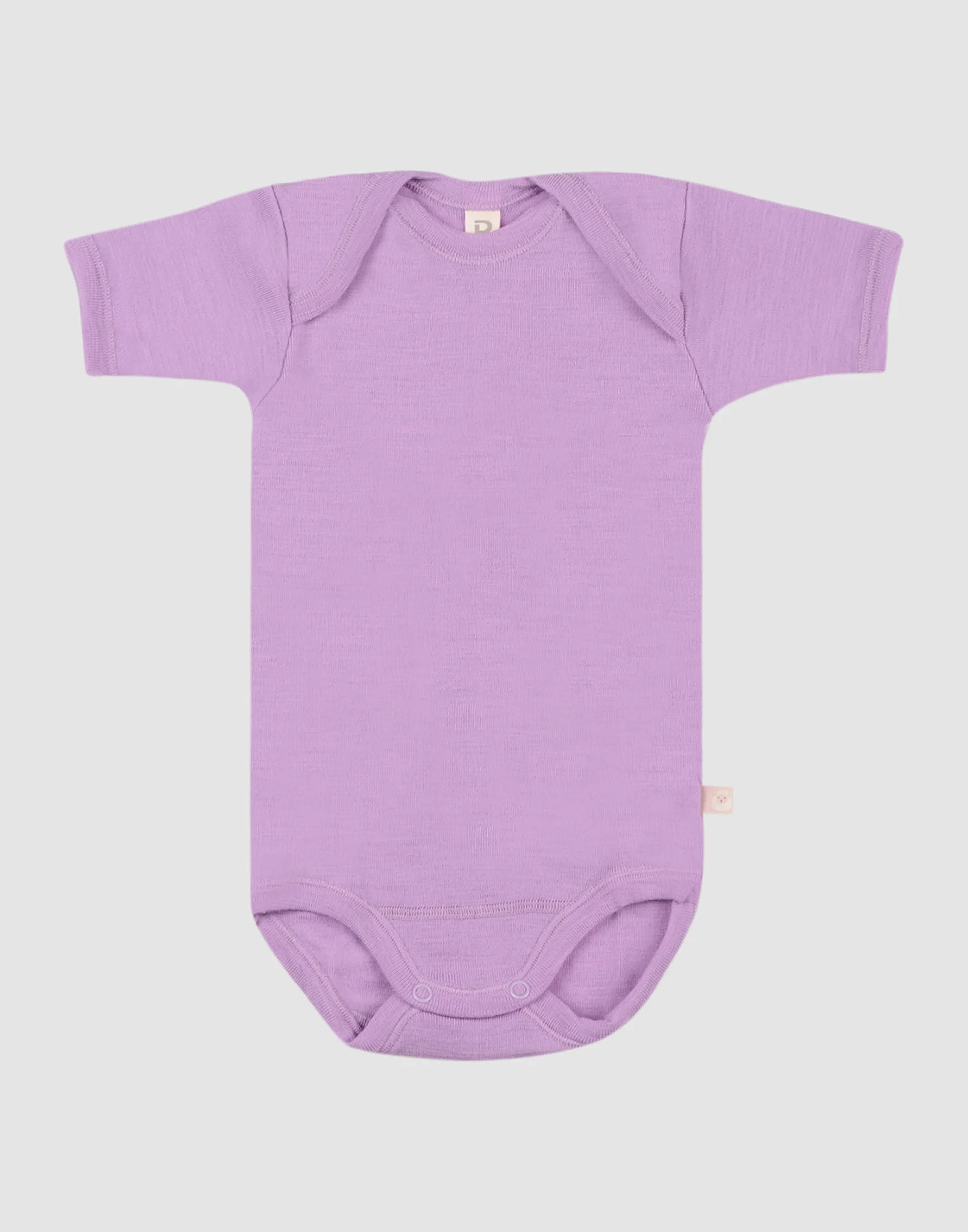 Body med korte ærmer i merinould til baby