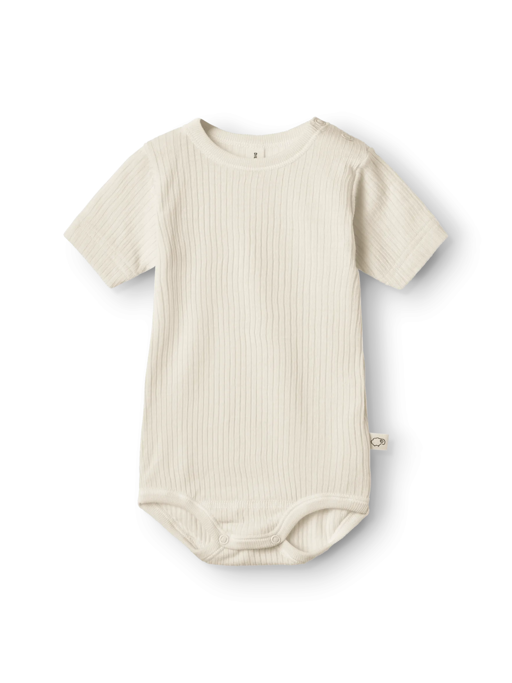 Body med korte ærmer i merinould til baby