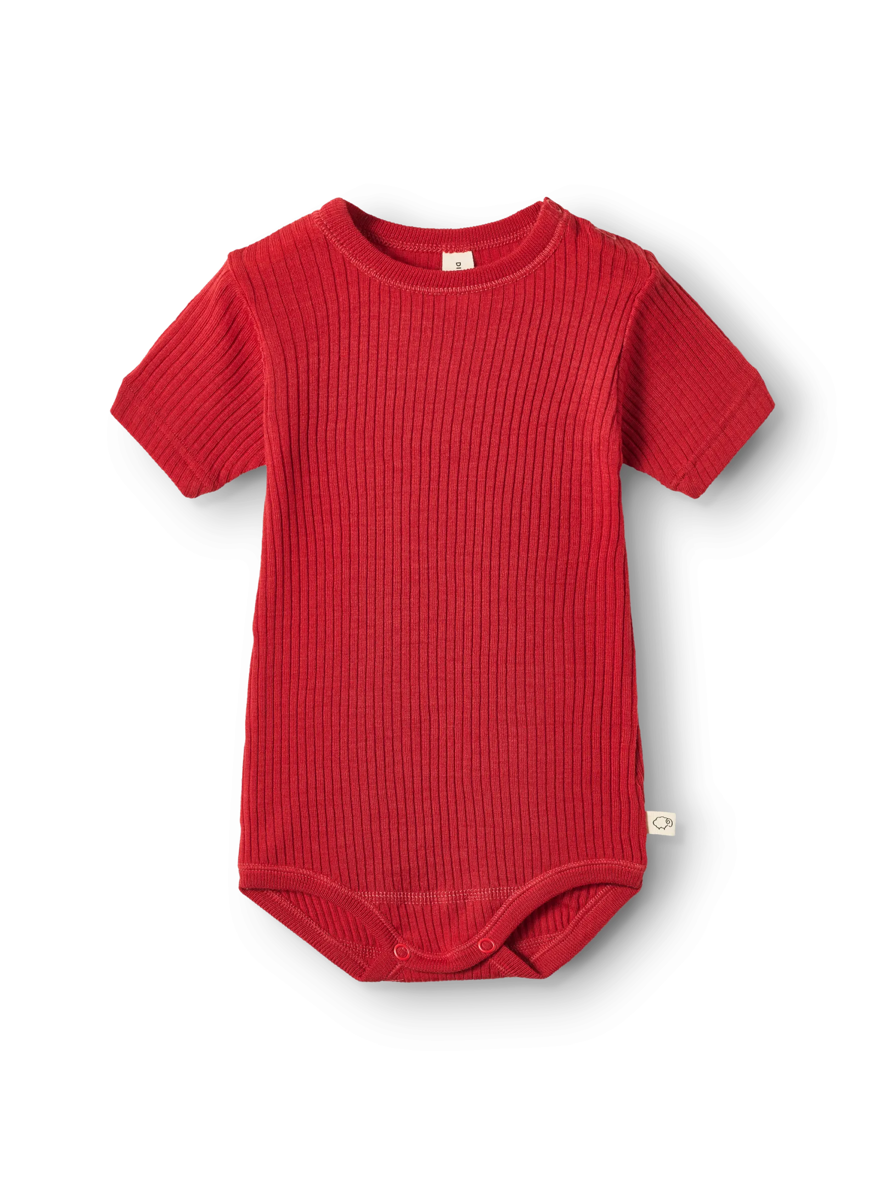 Body med korte ærmer i merinould til baby