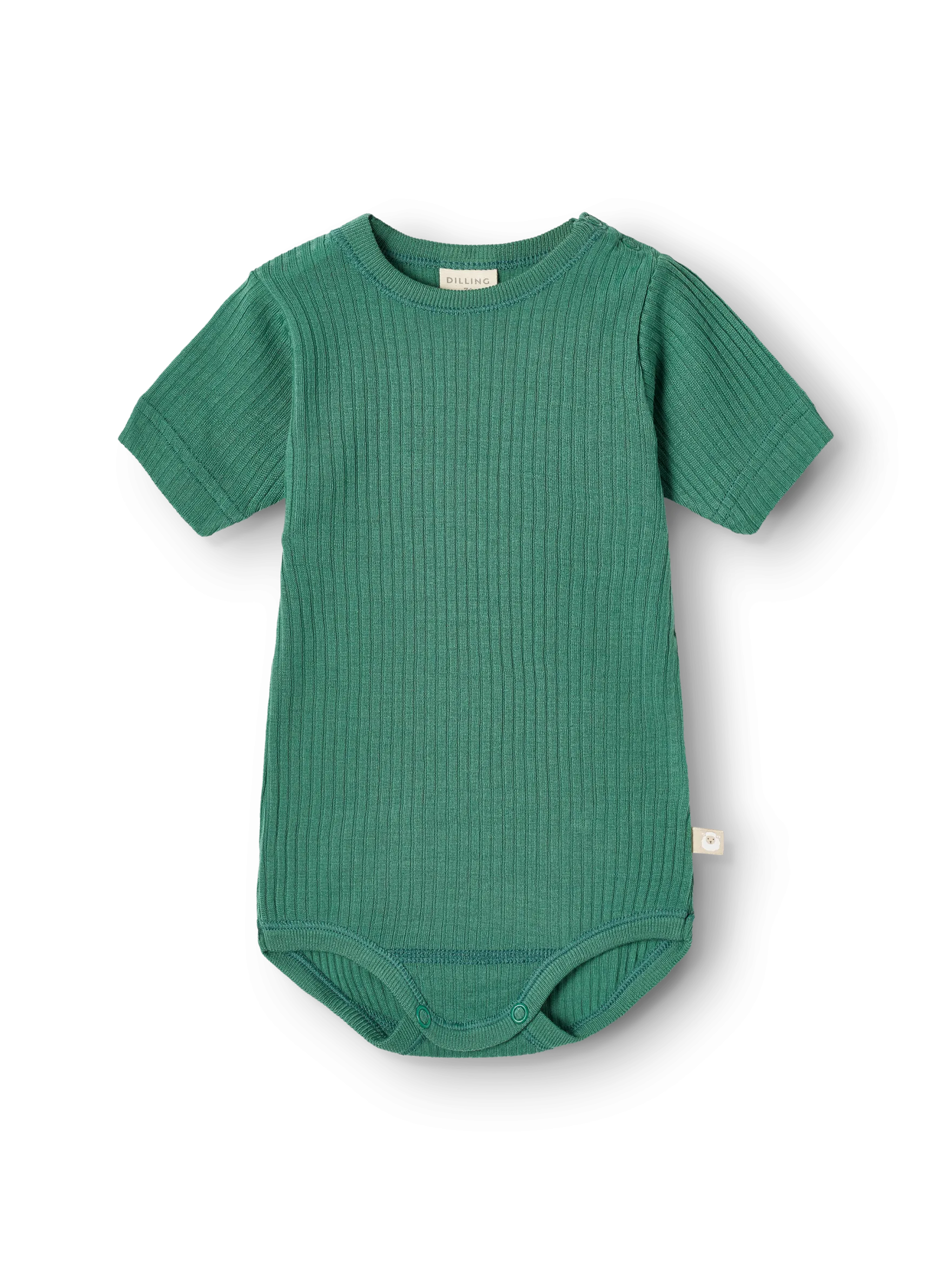 Body med korte ærmer i merinould til baby