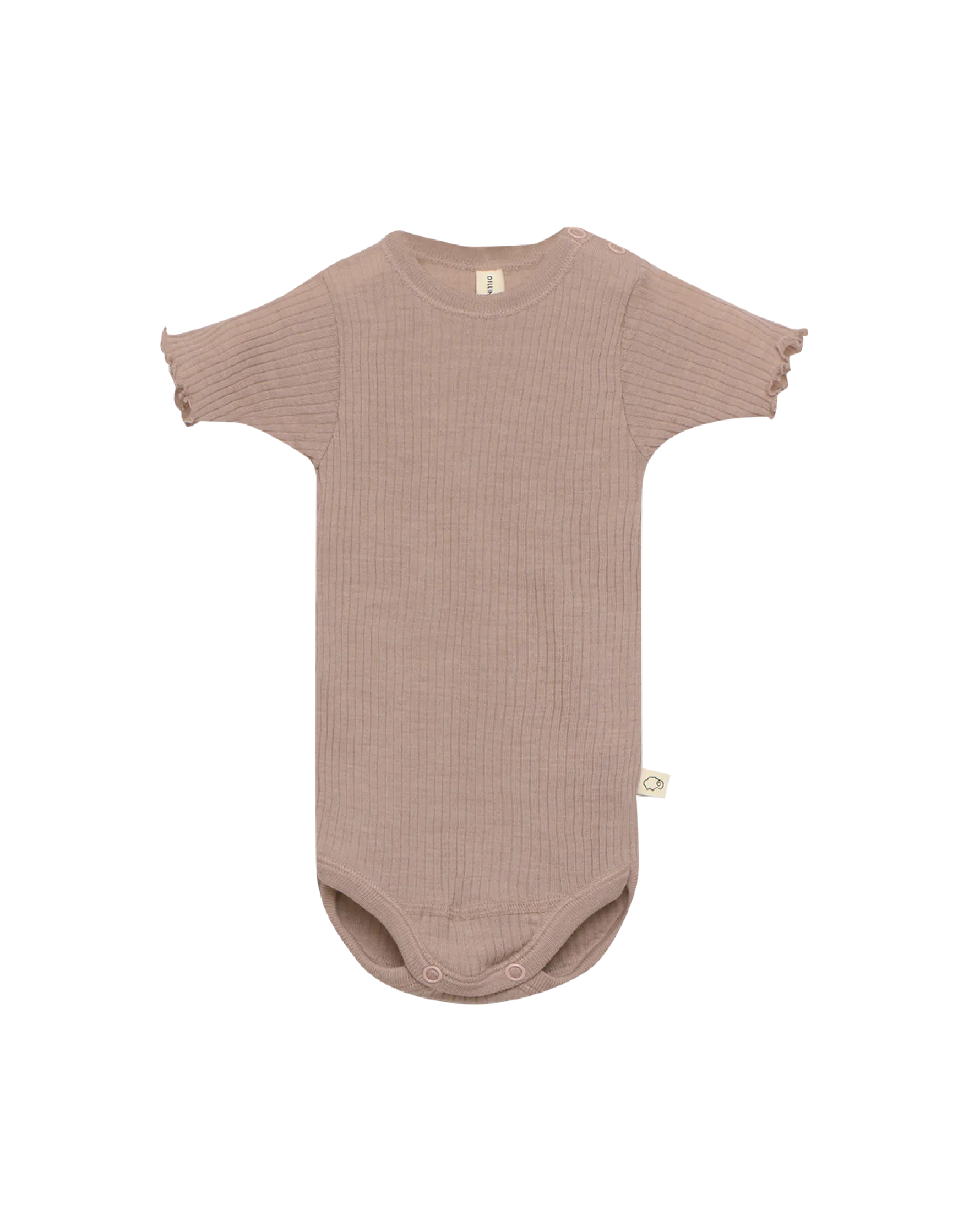 Body med korte ærmer i merinould til baby