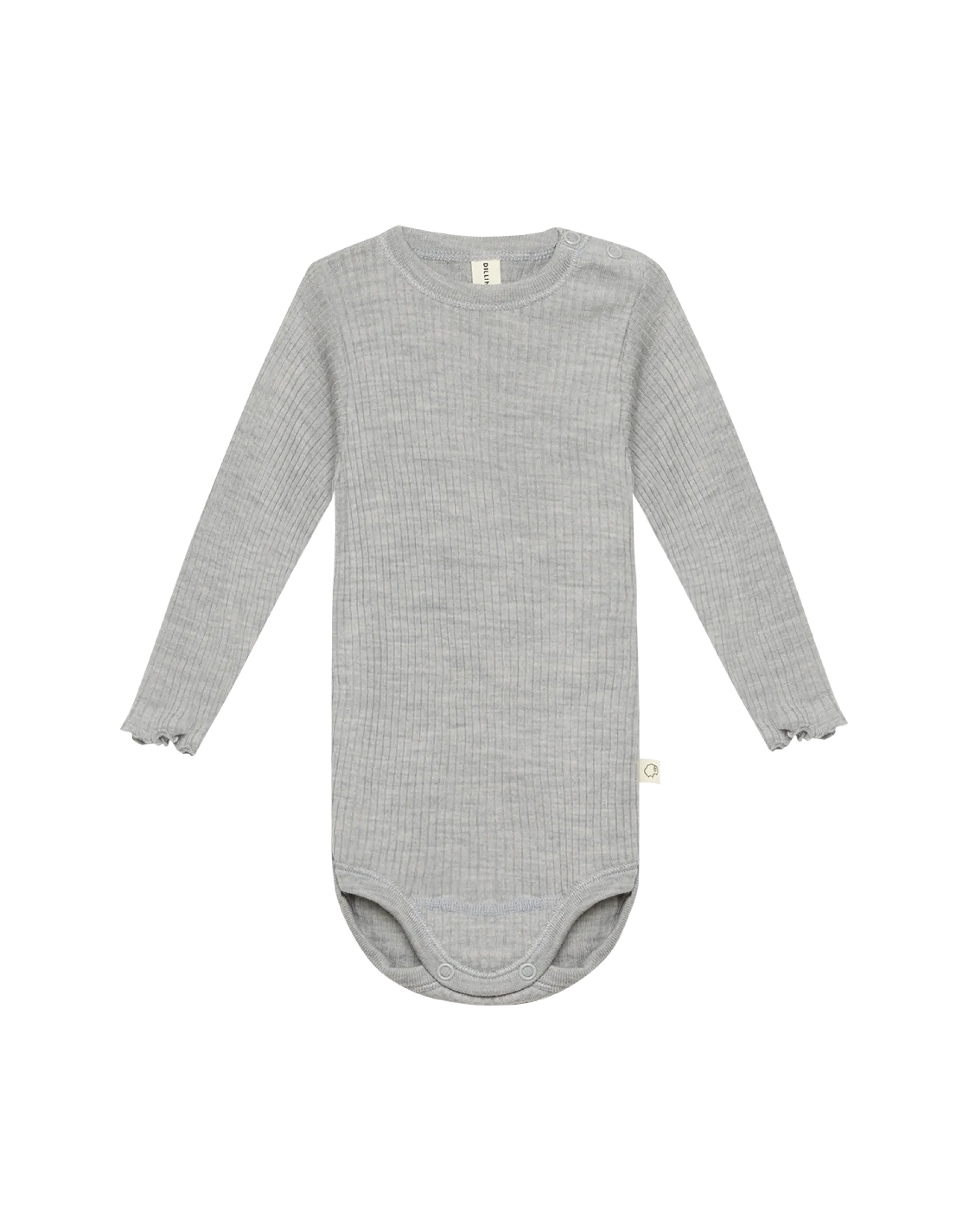 Body med lange ærmer i merinould til baby
