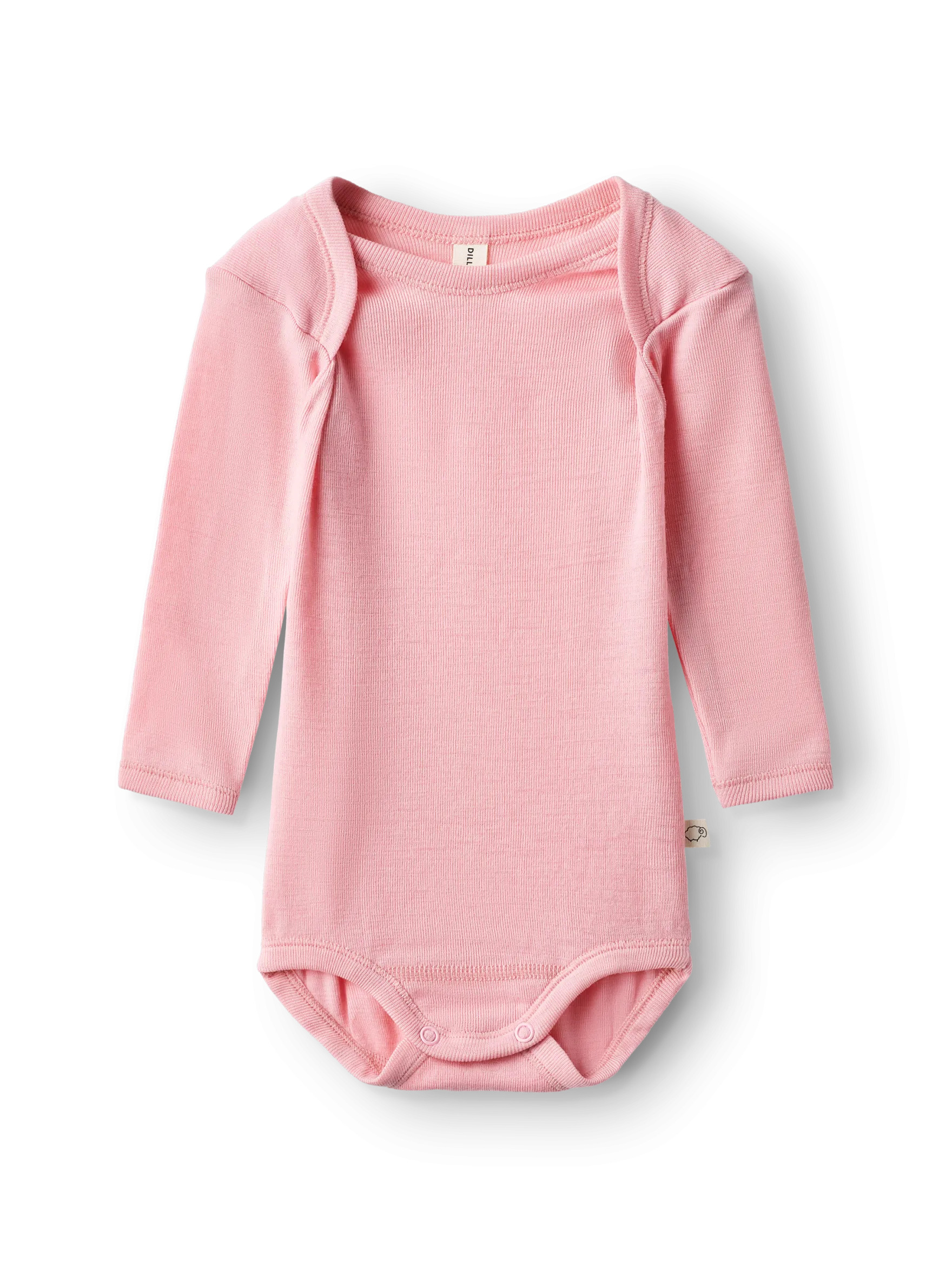 Body med lange ærmer i merinould til baby