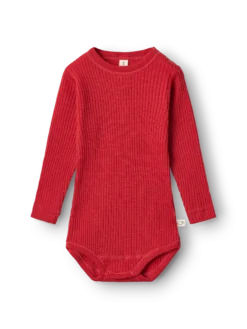 Body med lange ærmer i merinould til baby