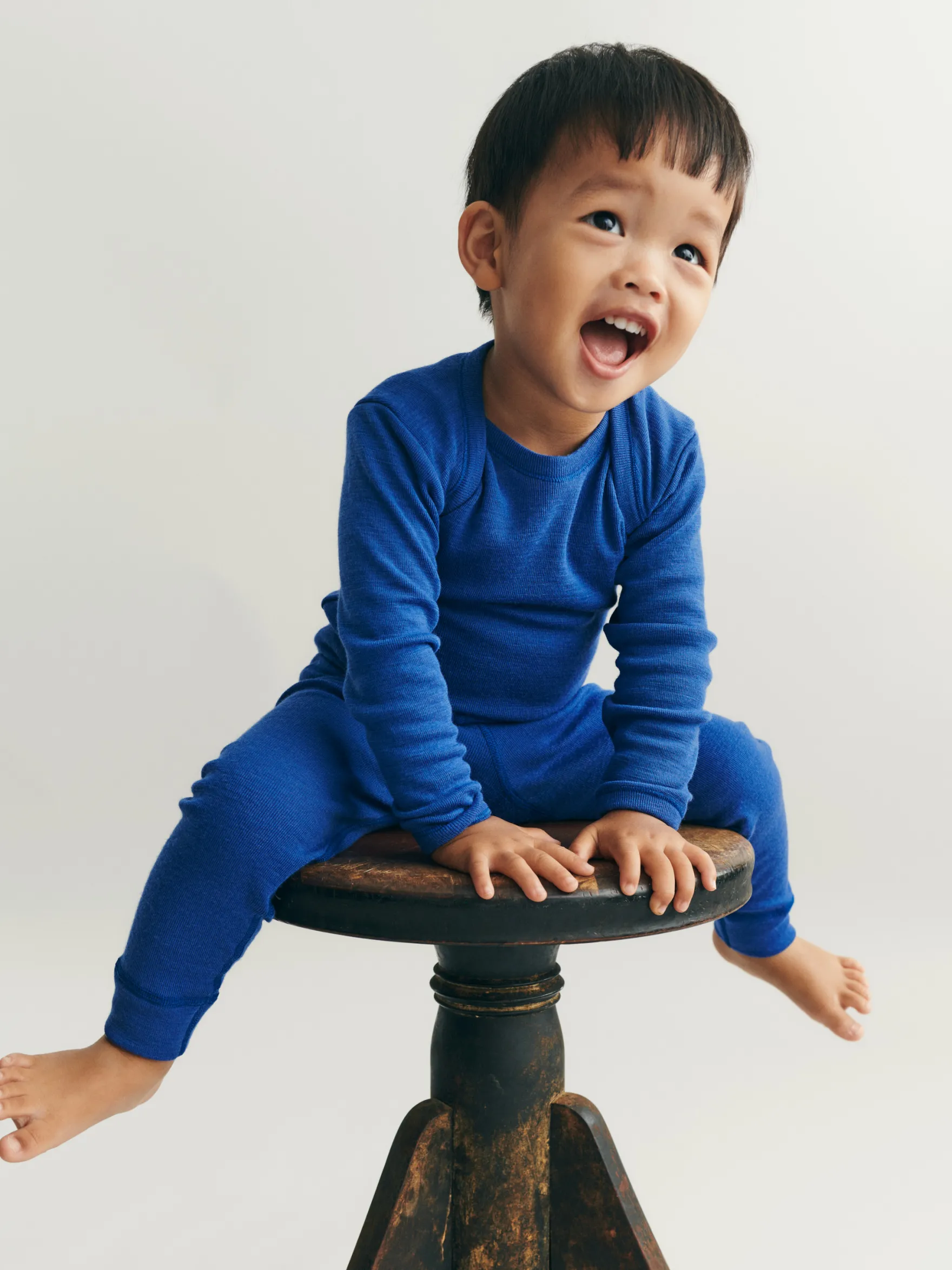 Body med lange ærmer i merinould til baby