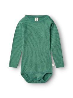 Body med lange ærmer i merinould til baby