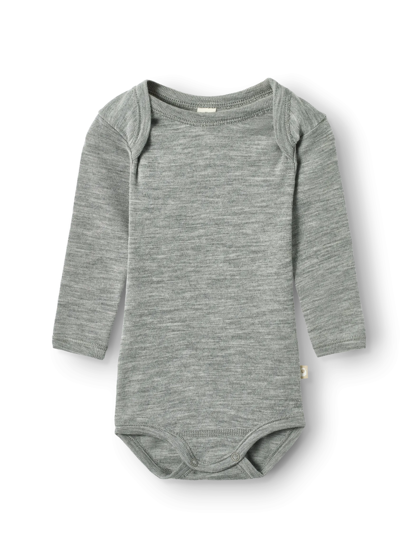 Body med lange ærmer i merinould til baby