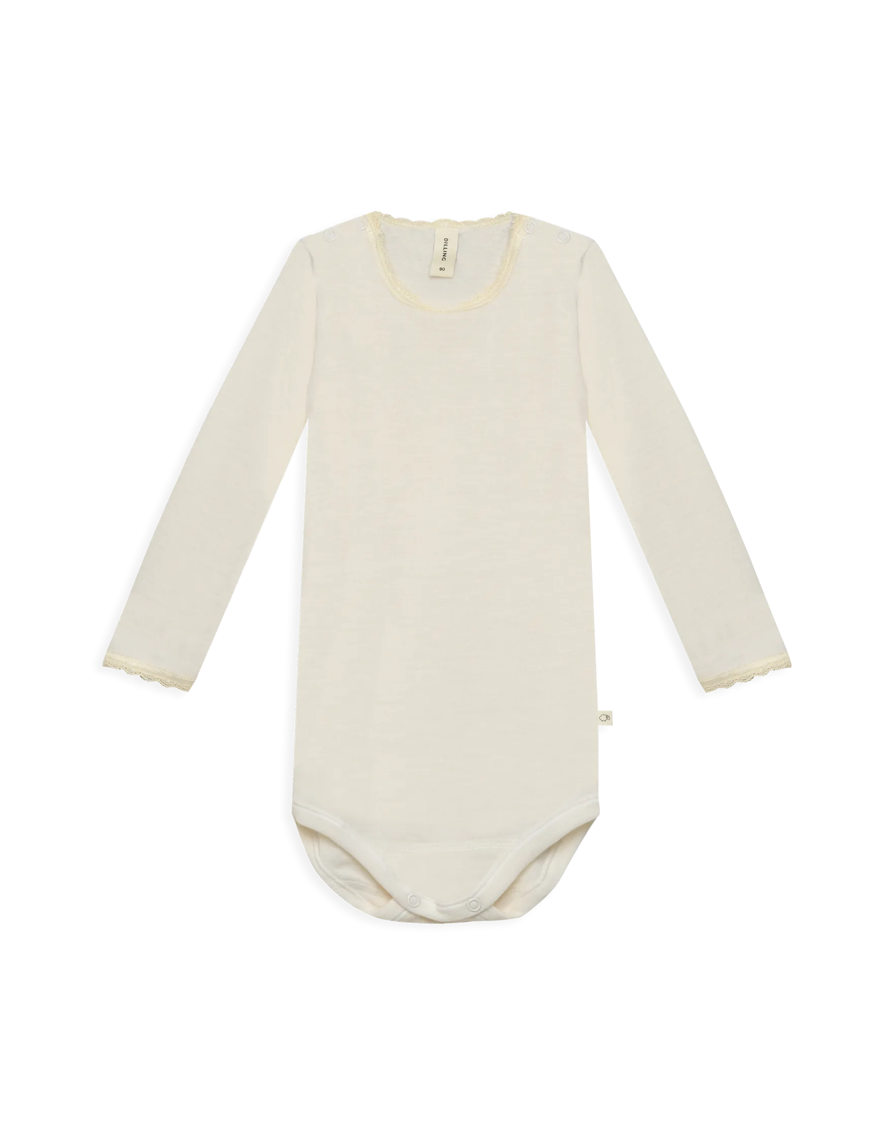 Body med lange ærmer i merinould til baby
