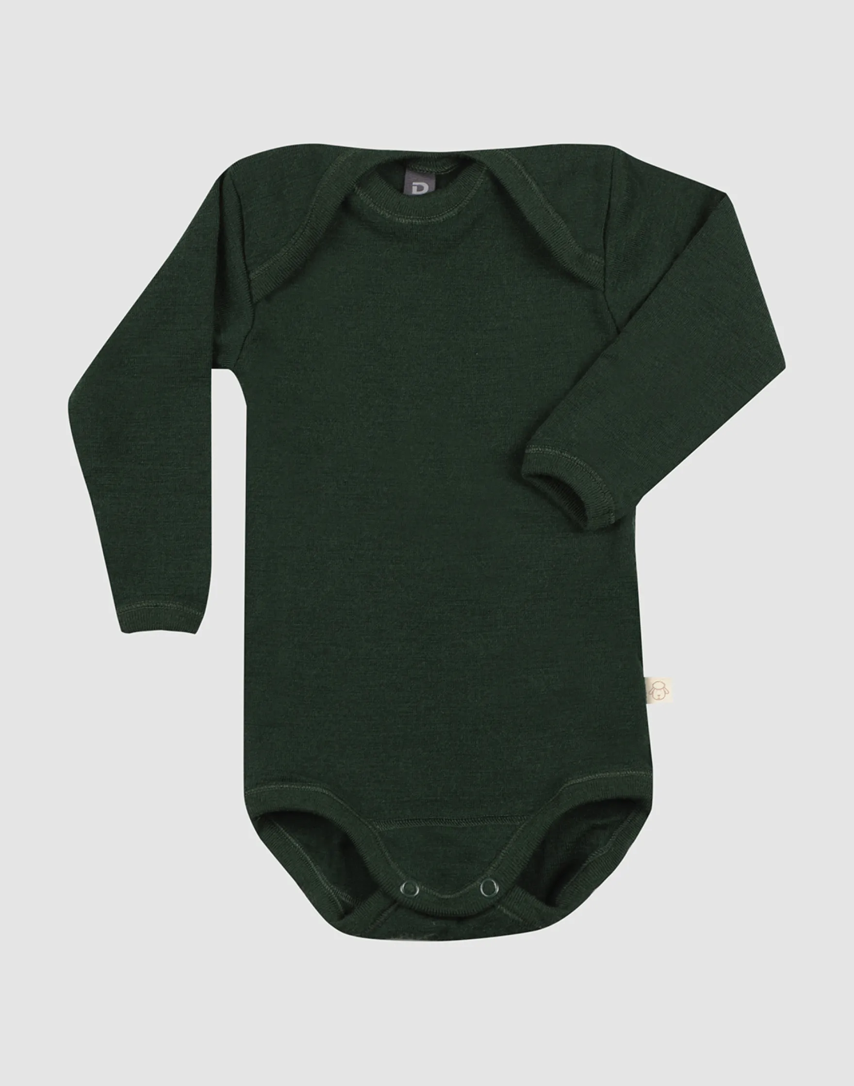 Body med lange ærmer i merinould til baby