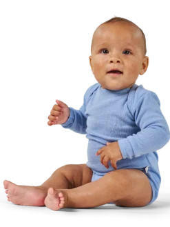 Body med lange ærmer i merinould til baby