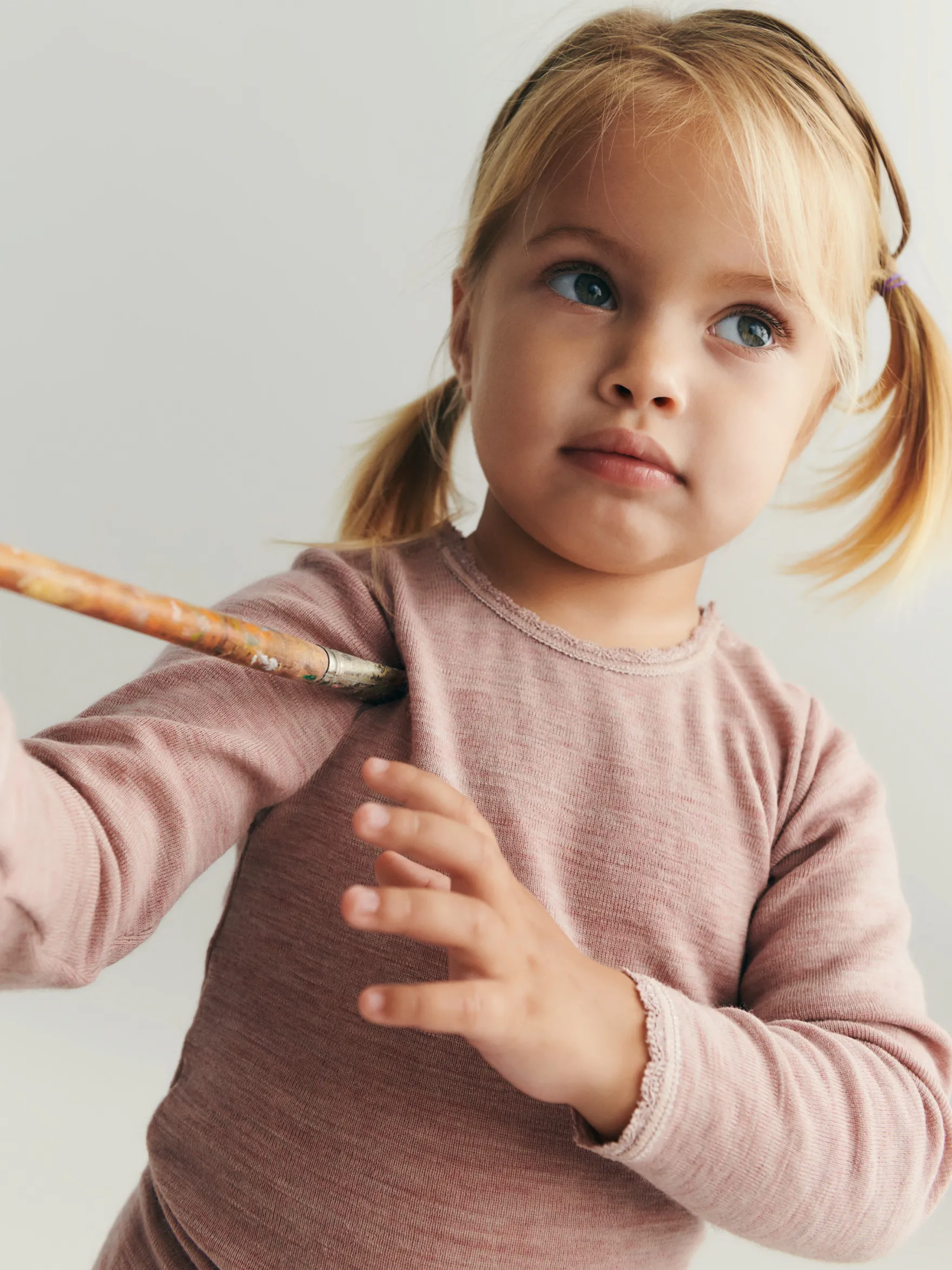 Body med lange ærmer i merinould til baby