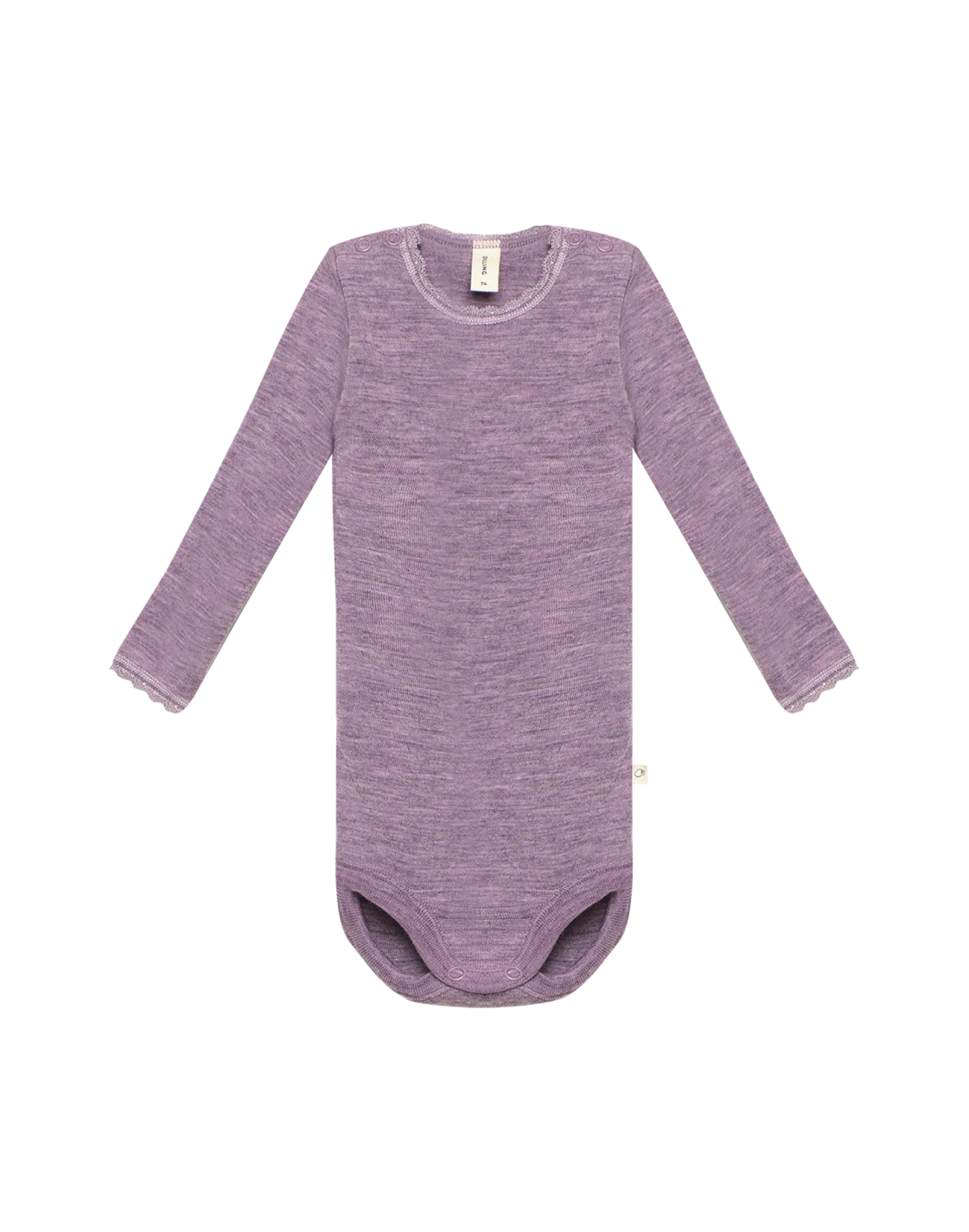 Body med lange ærmer i merinould til baby