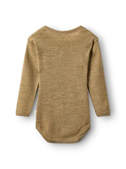 Body med lange ærmer i merinould til baby