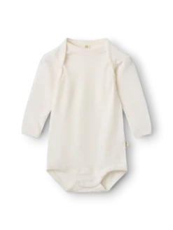 Body med lange ærmer i merinould til baby (2-pak)