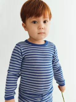 Body med lange ærmer i merinould/silke til baby