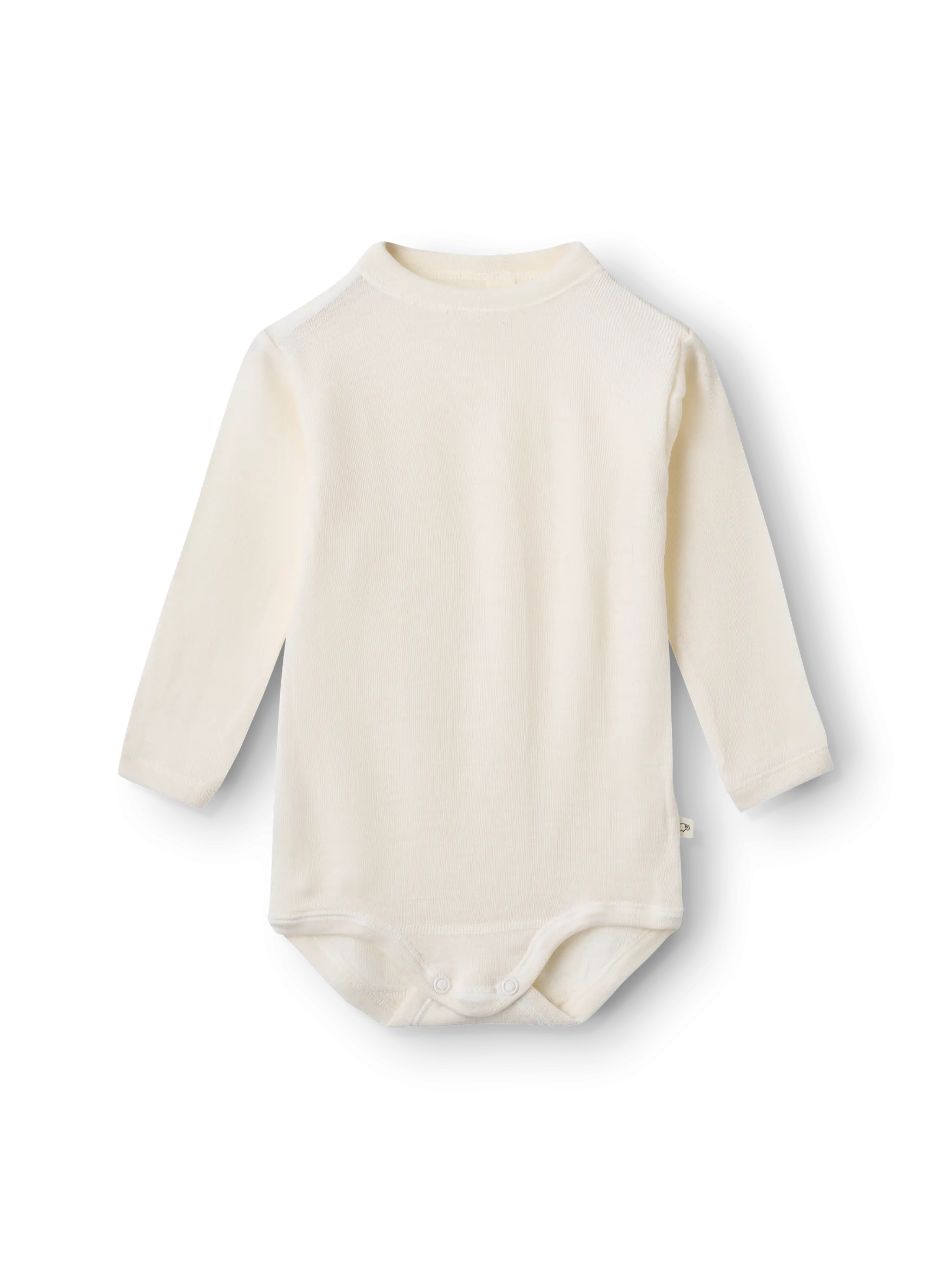 Body med lange ærmer i merinould/silke til baby