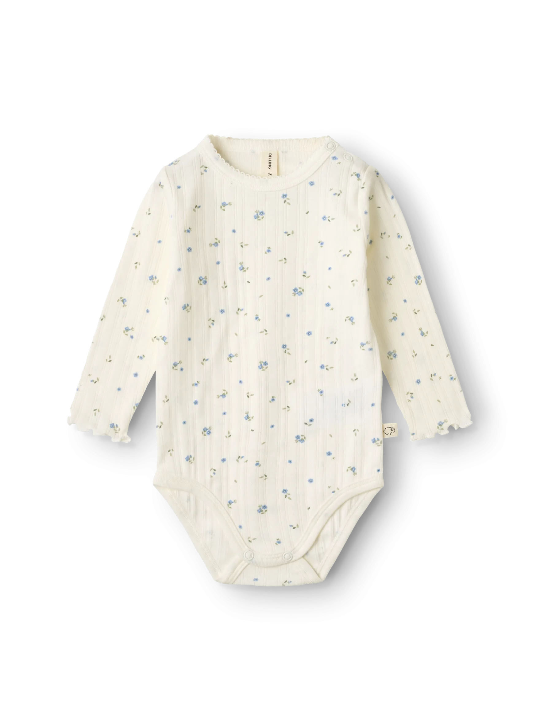 Body med lange ærmer med hulmønster i bomuld til baby