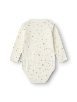 Body med lange ærmer med hulmønster i bomuld til baby