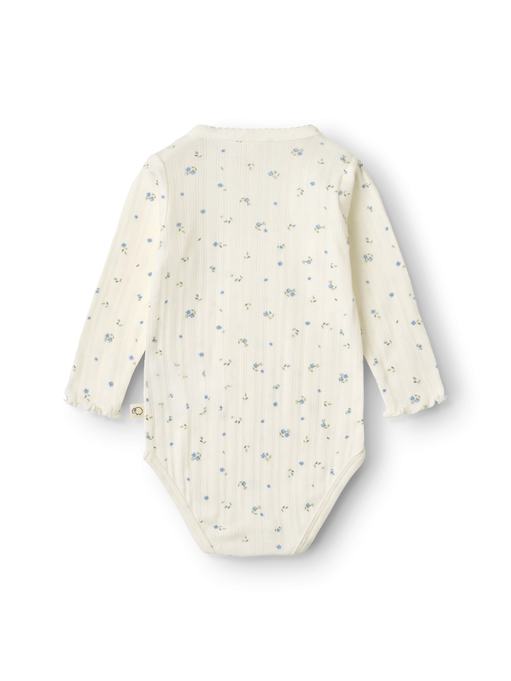Body med lange ærmer med hulmønster i bomuld til baby