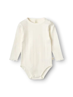 Body med lange ærmer med hulmønster i bomuld til baby