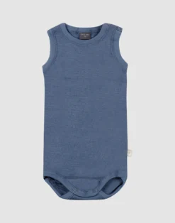 Body uden ærmer i merinould til baby