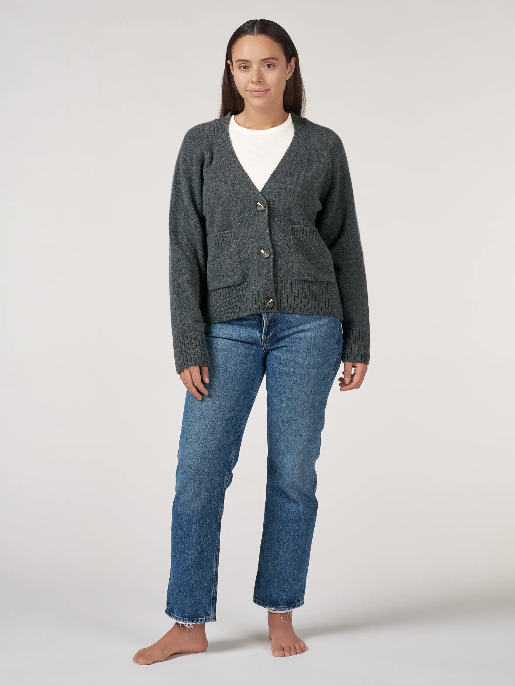 Boxy cardigan i lammeuld til kvinder