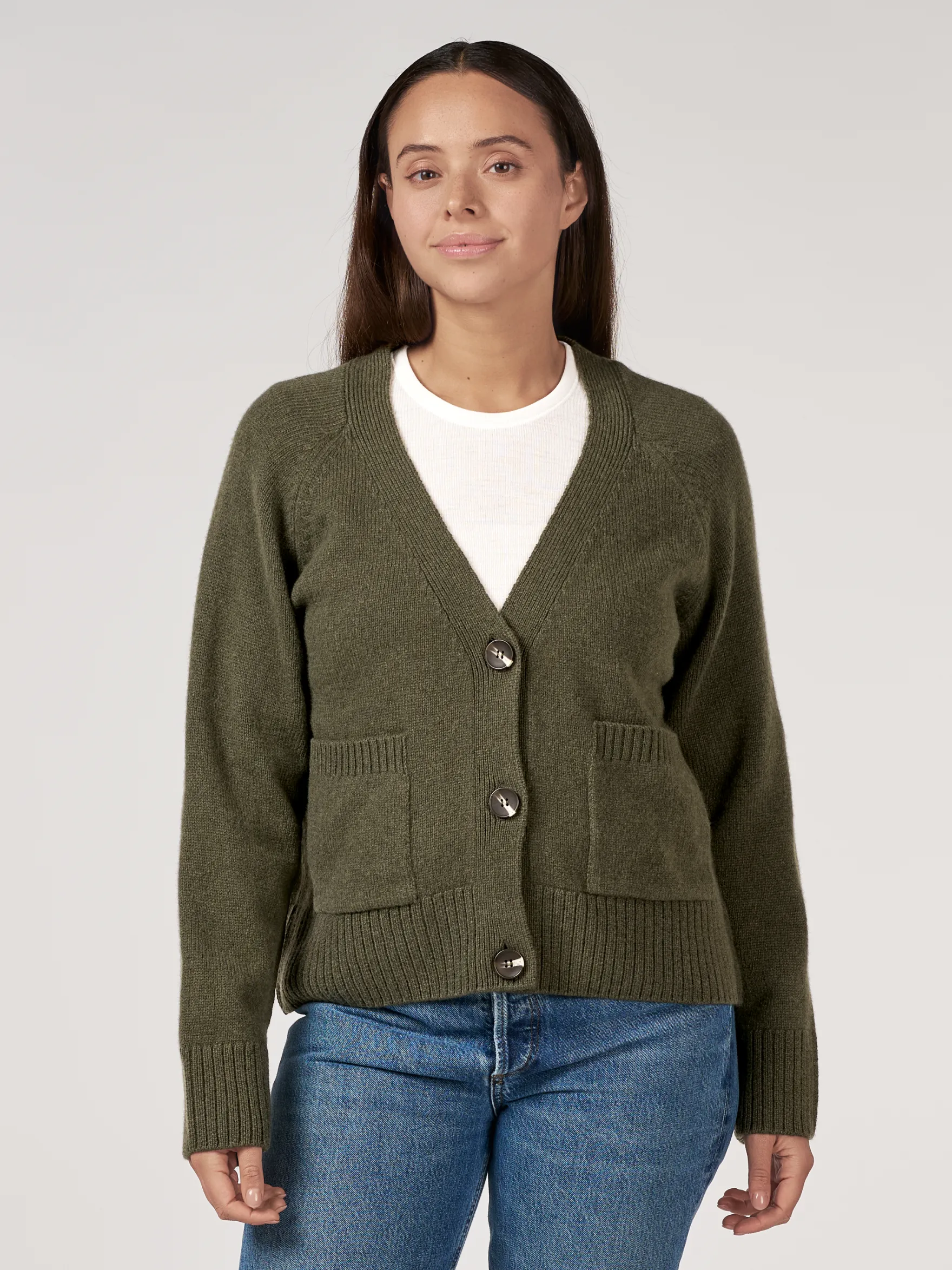 Boxy cardigan i lammeuld til kvinder