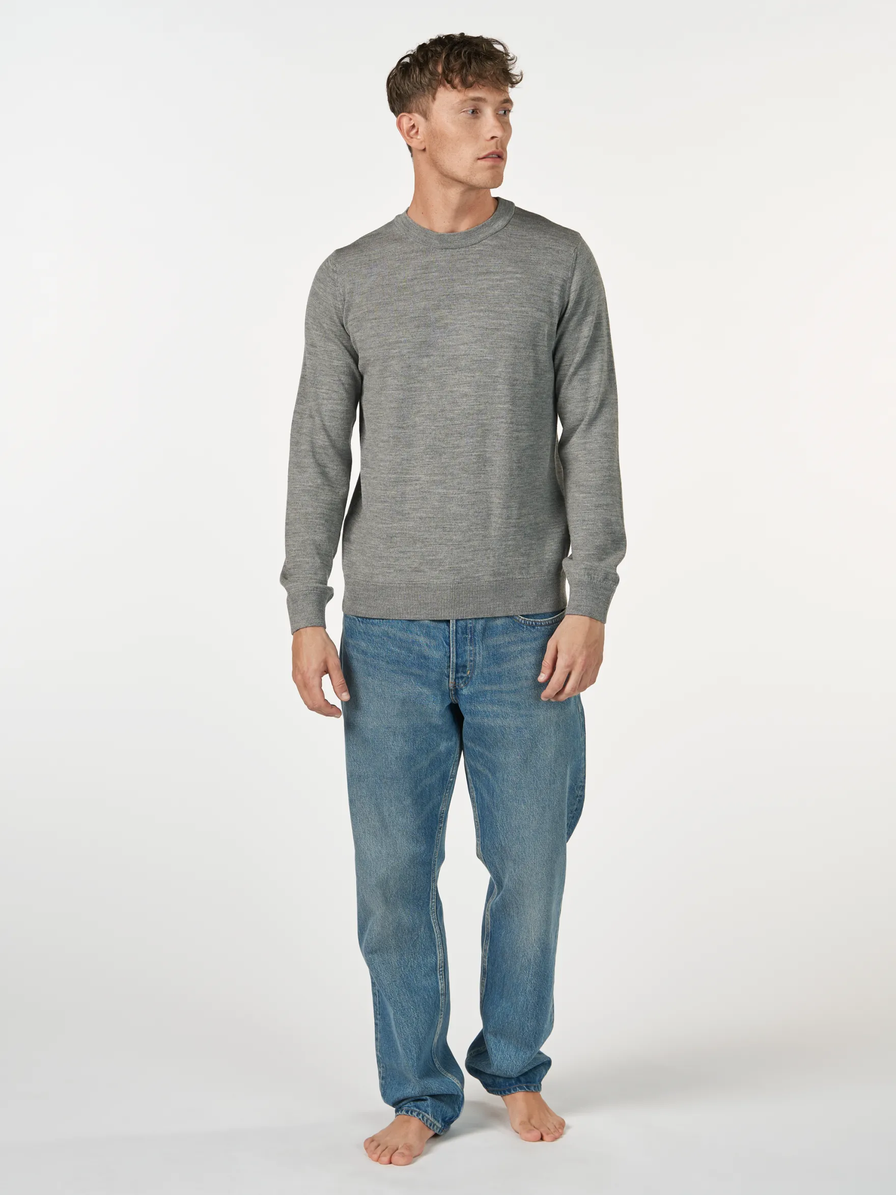 Crew neck i merinould til mænd
