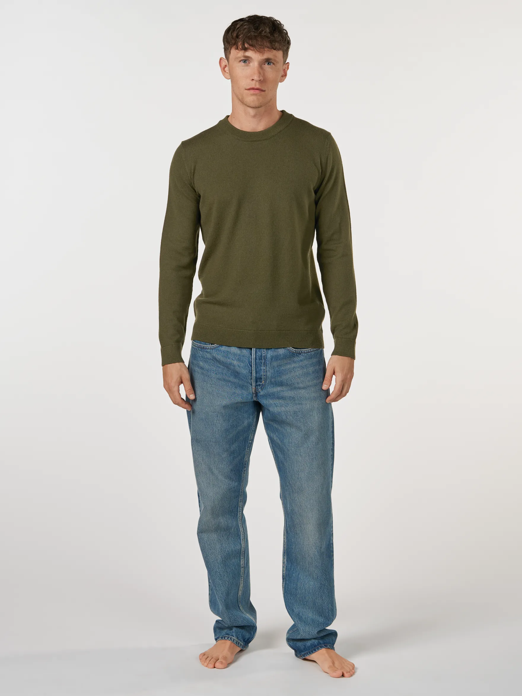 Crew neck i merinould til mænd