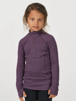 Half-zip bluse i merinould til børn
