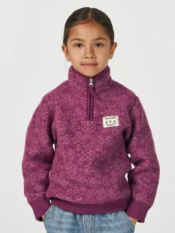 Half-zip jakke i merinouldfleece til børn