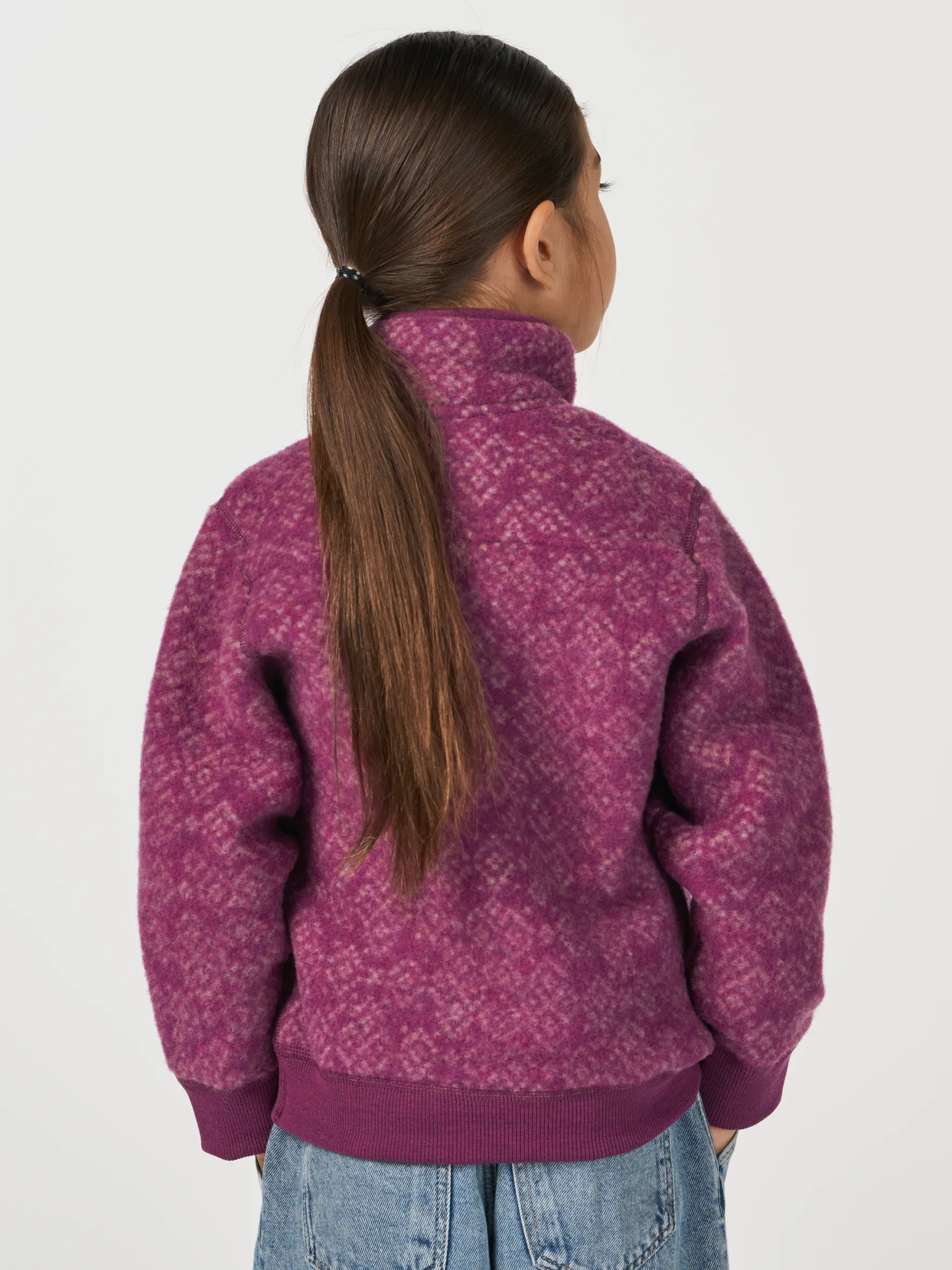 Half-zip jakke i merinouldfleece til børn