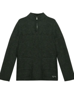 Half-zip jakke i merinouldfleece til mænd