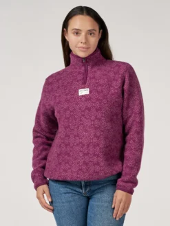Half-zip-jakke i merinouldfleece til kvinder
